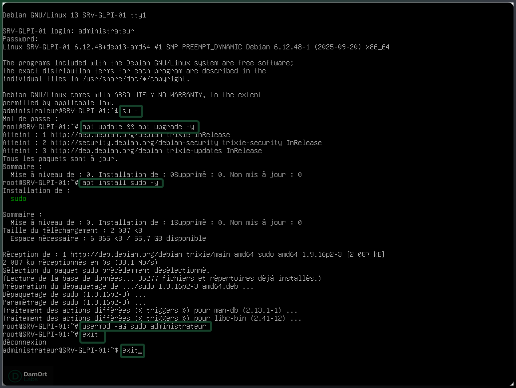 Crée un serveur GLPI sous Debian 13 avec Hyper-V