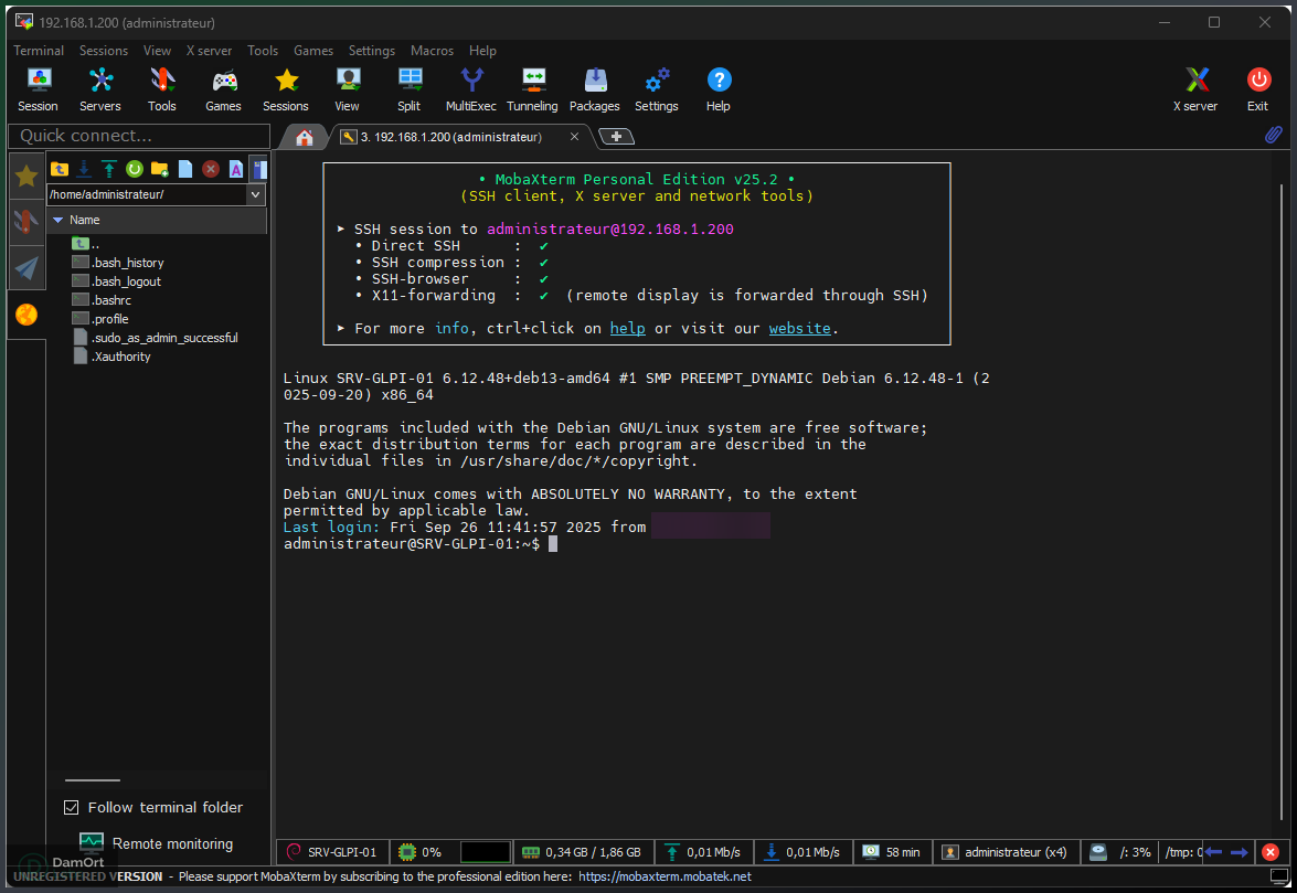 Crée un serveur GLPI sous Debian 13 avec Hyper-V